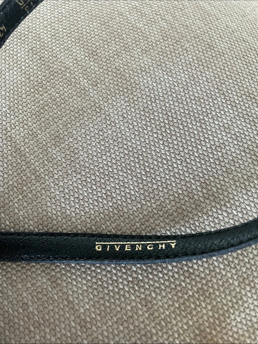 Givenchy Vintage Black Leather Slim Strap with Gold Lettering